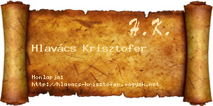 Hlavács Krisztofer névjegykártya